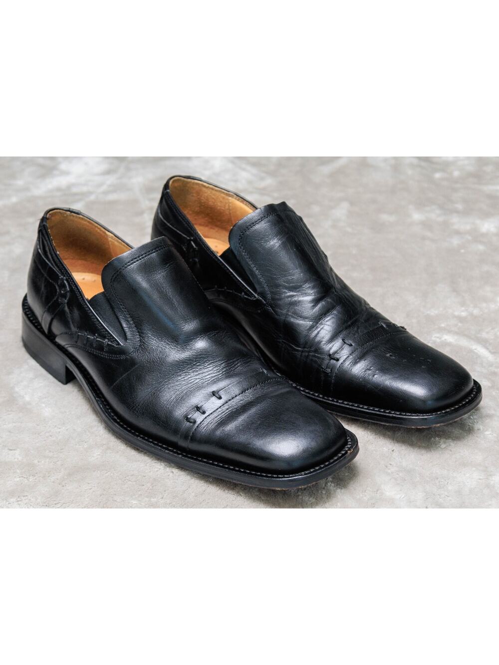 Kenneth Cole New York Black Leather Slip On Square Toe Loafers Mens Size 10